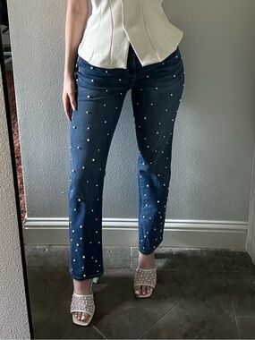 Pearl embellished jeans